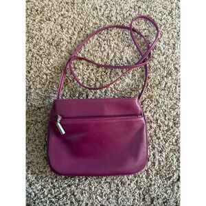 Gianni Bernini Magenta 3 Zipper Leather Crossbody Bag